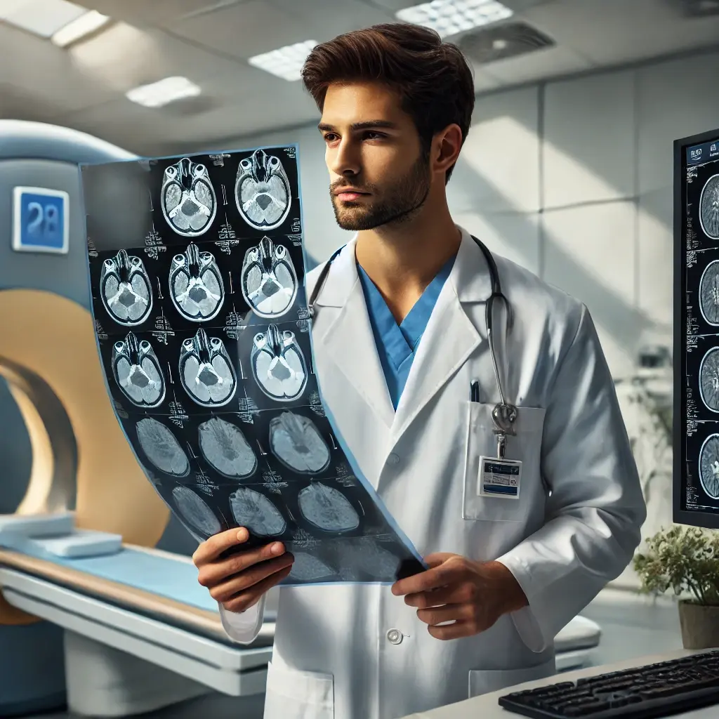 Radiologist analyzing scans